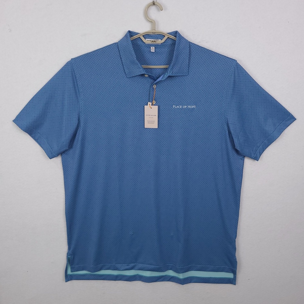 Peter Millar Polo Shirt Mens XL Blue Summer Comfort Crown Sport Place of Hope